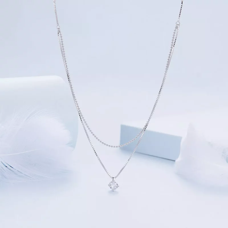 (imagen para) Collar de doble capa brillante estilo Pandora - BSN358 - Ver 3