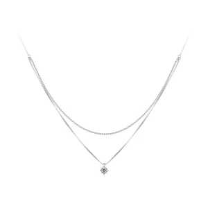 (imagen para) Collar de doble capa brillante estilo Pandora - BSN358