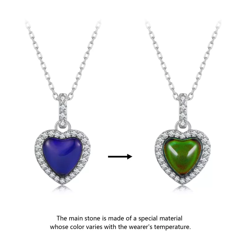 (imagen para) Collar de estilo Pandora con corazón emocional - BSN344 - Ver 2