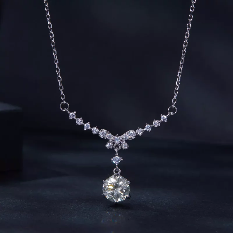 (imagen para) Collar de estilo Pandora con moissanita (Un certificado) - MSN020 - Ver 3