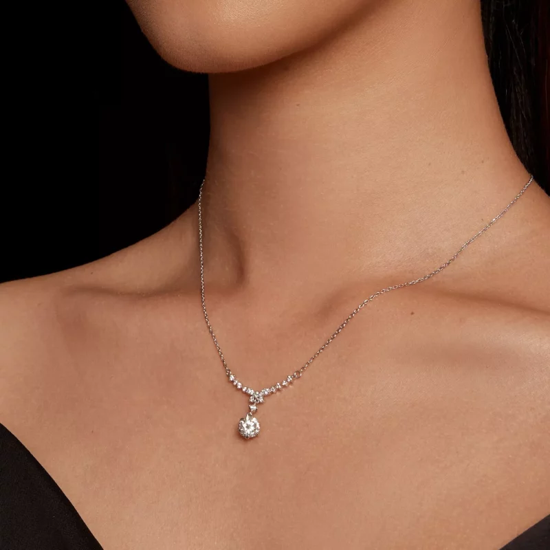 (imagen para) Collar de estilo Pandora con moissanita (Un certificado) - MSN020 - Ver 5