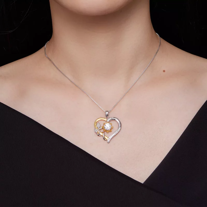 (imagen para) Collar de Moissanita con Estilo Pandora "Amor" (Un Certificado) - MSN012 - Ver 6