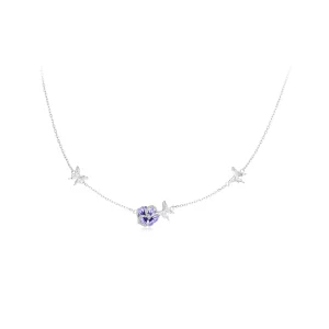 (imagen para) Collar elástico estilo Pandora con flores de pensamiento - BSN336