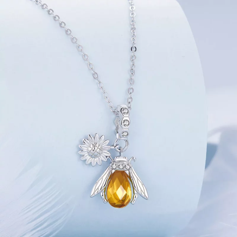 (imagen para) Collar estilo Pandora con abeja y margarita - BSN356 - Ver 2