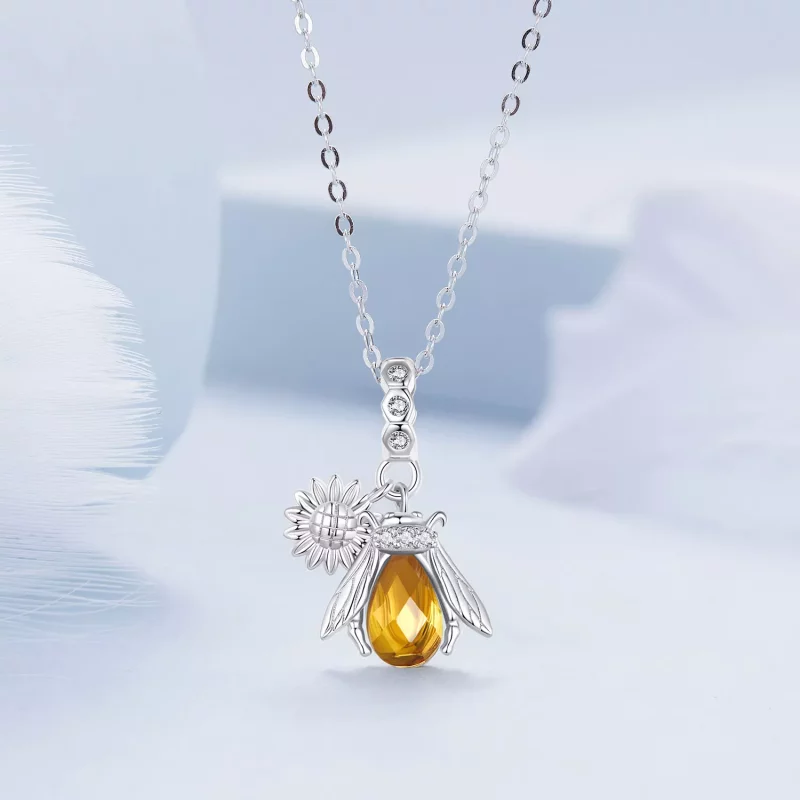 (imagen para) Collar estilo Pandora con abeja y margarita - BSN356 - Ver 3