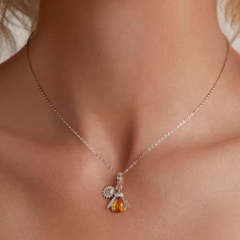 (imagen para) Collar estilo Pandora con abeja y margarita - BSN356 - Ver 5