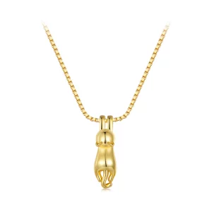 (imagen para) Collar estilo Pandora con colgante de gatito dorado - SCN032-B