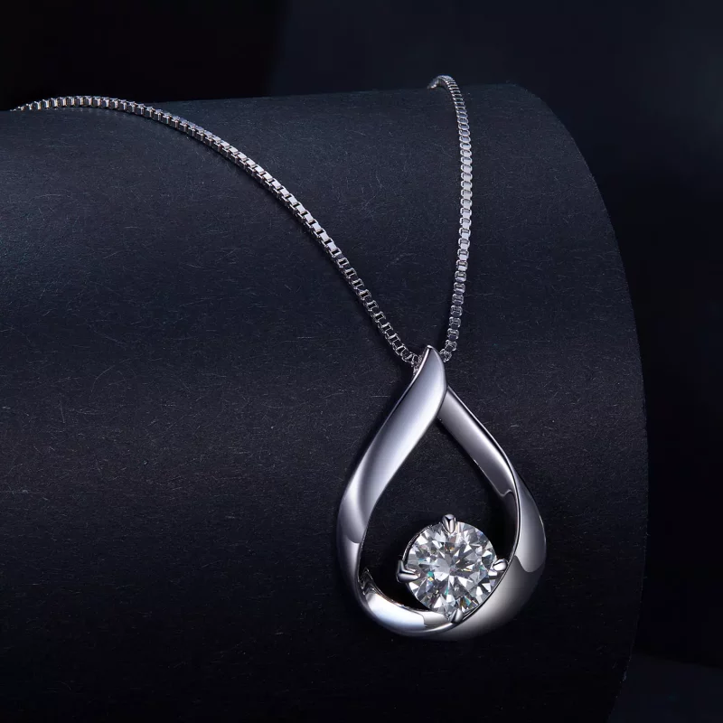 (imagen para) Collar estilo Pandora con colgante de gota de agua de Moissanita (Un certificado - Ver 2