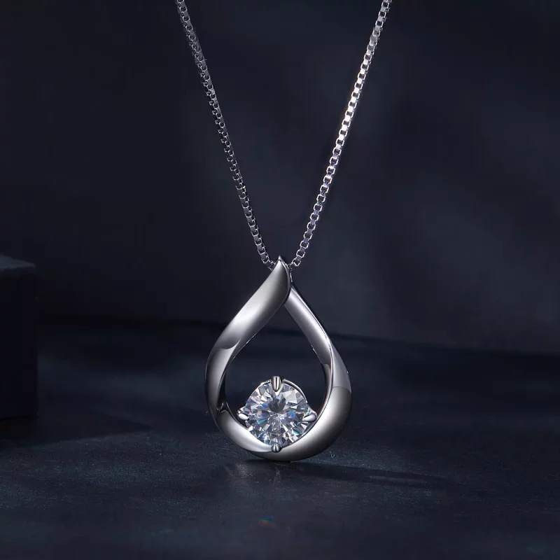 (imagen para) Collar estilo Pandora con colgante de gota de agua de Moissanita (Un certificado - Ver 3