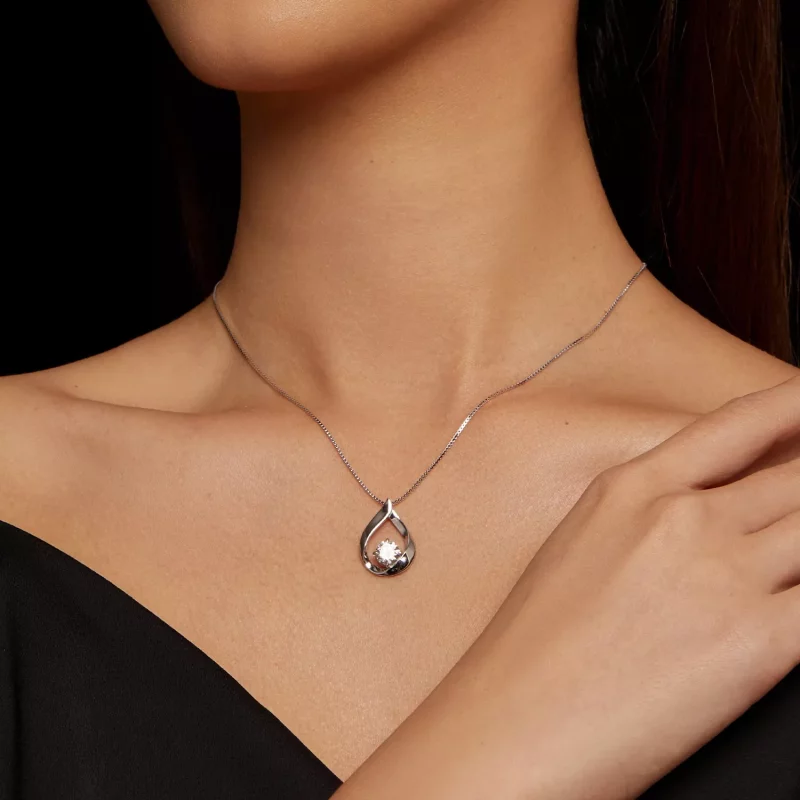 (imagen para) Collar estilo Pandora con colgante de gota de agua de Moissanita (Un certificado - Ver 6