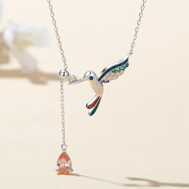 (imagen para) Collar estilo Pandora con colibrí - BSN305 - Ver 2