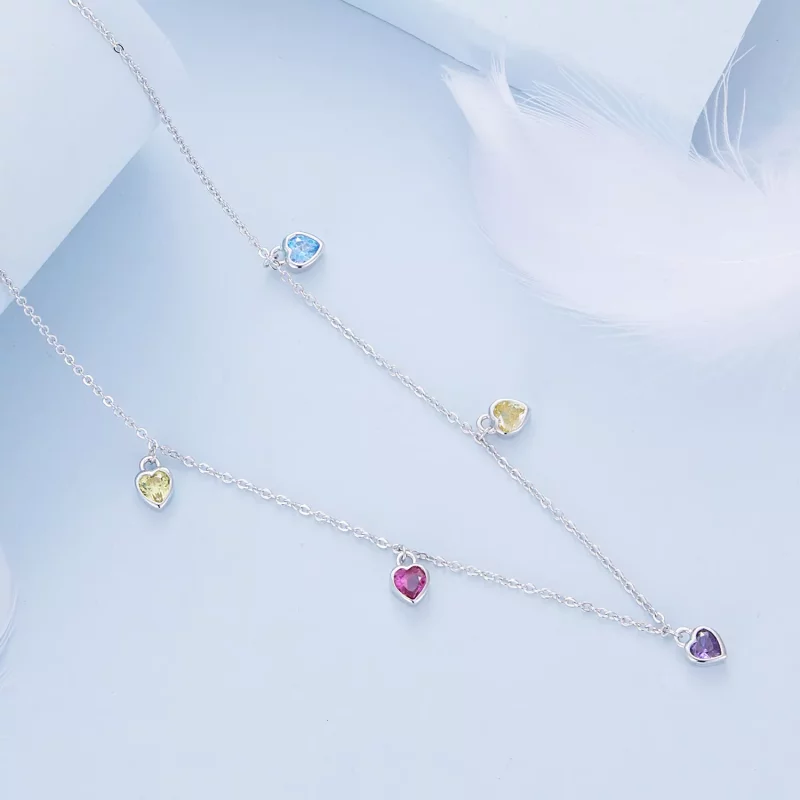 (imagen para) Collar estilo Pandora con corazón colorido - BSN320 - Ver 3