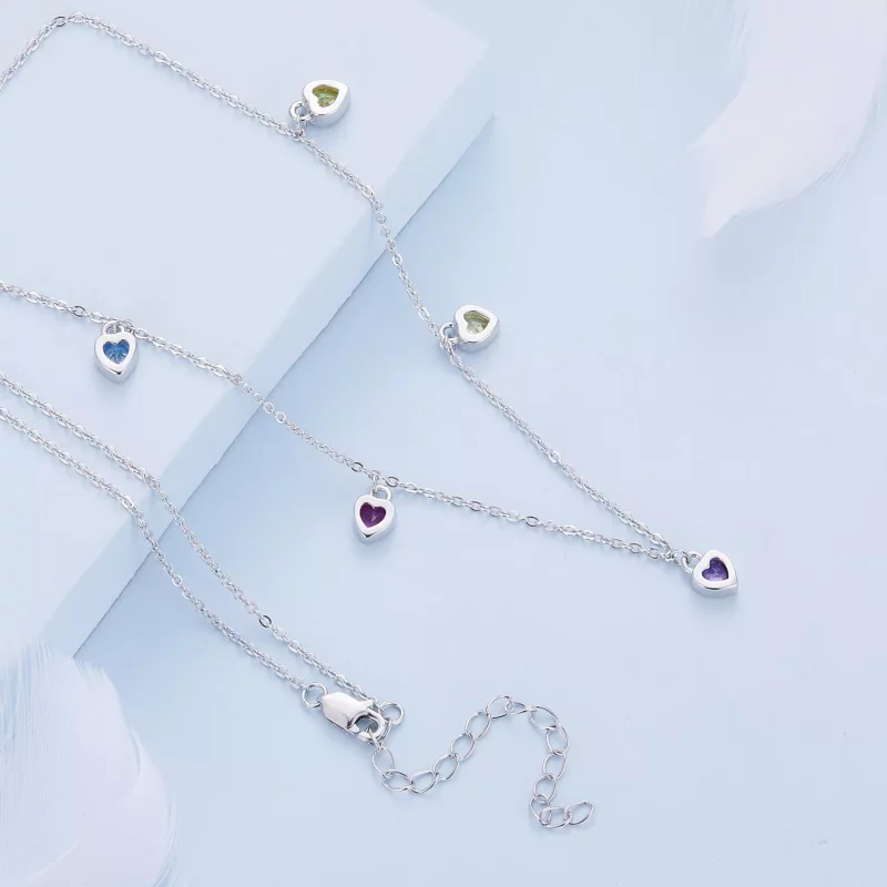 (imagen para) Collar estilo Pandora con corazón colorido - BSN320 - Ver 4