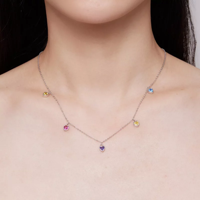 (imagen para) Collar estilo Pandora con corazón colorido - BSN320 - Ver 6