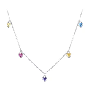 (imagen para) Collar estilo Pandora con corazón colorido - BSN320
