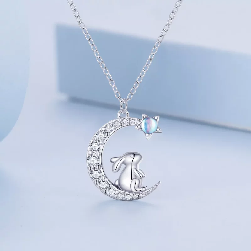 (imagen para) Collar estilo Pandora con conejo lunar - BSN302 - Ver 3