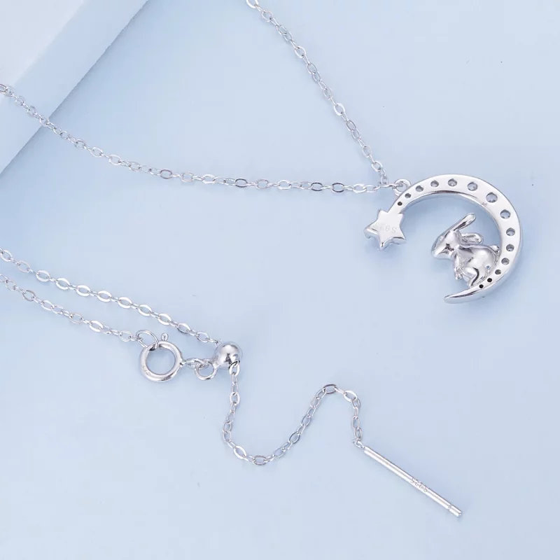 (imagen para) Collar estilo Pandora con conejo lunar - BSN302 - Ver 4