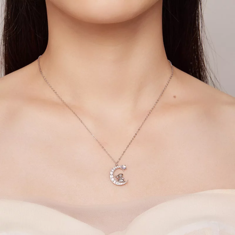 (imagen para) Collar estilo Pandora con conejo lunar - BSN302 - Ver 8