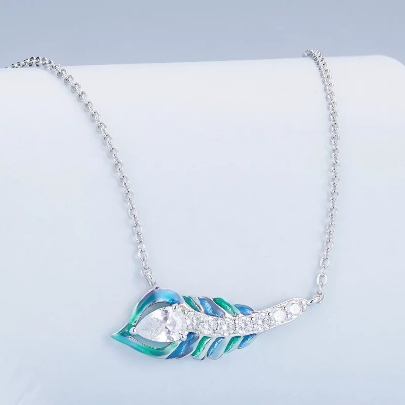 (imagen para) Collar estilo Pandora con pluma - BSN346 - Ver 2