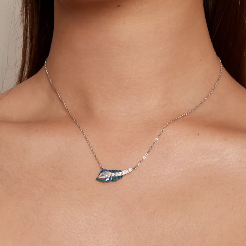 (imagen para) Collar estilo Pandora con pluma - BSN346 - Ver 5