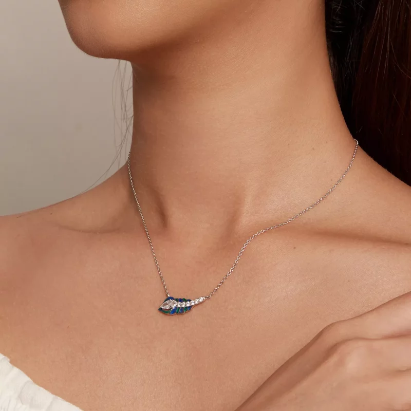(imagen para) Collar estilo Pandora con pluma - BSN346 - Ver 6