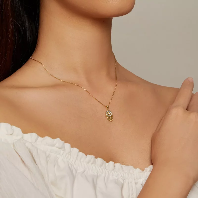 (imagen para) Collar estilo Pandora dorado del Guardián de Fátima - SCN264-B - Ver 4