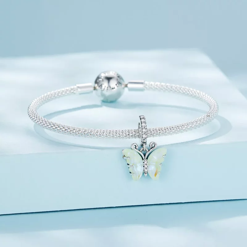 (imagen para) Dije colgante de mariposa Aurora verde estilo Pandora - SCC2305-GN - Ver 3