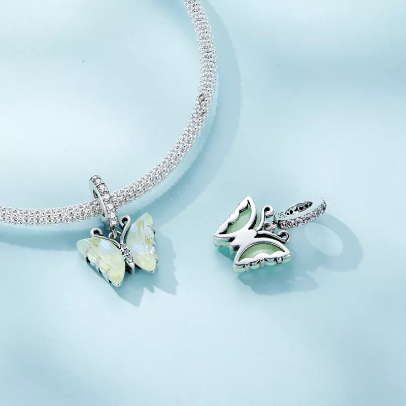 (imagen para) Dije colgante de mariposa Aurora verde estilo Pandora - SCC2305-GN - Ver 4