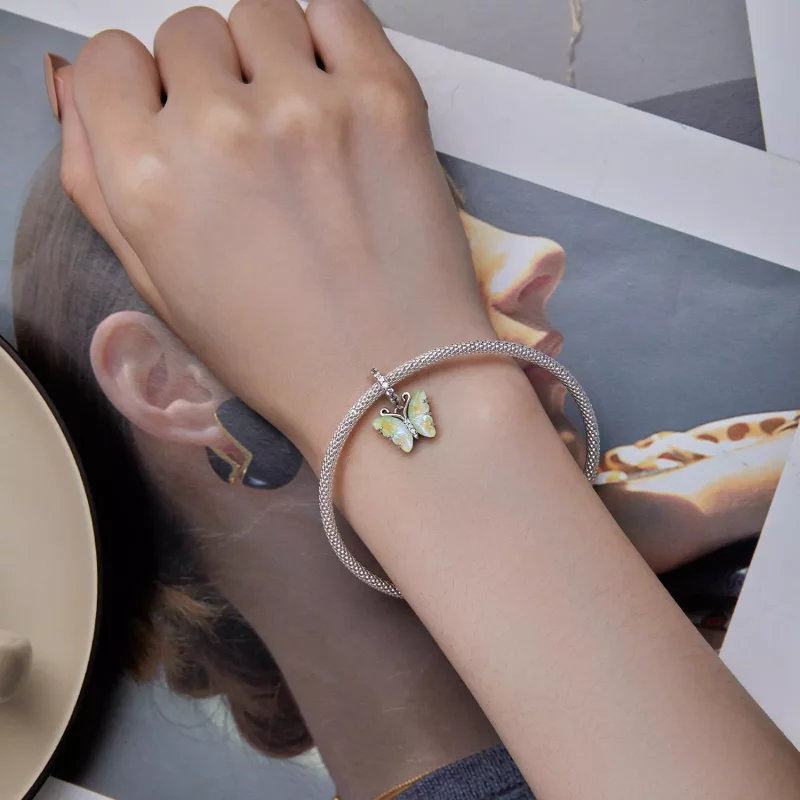(imagen para) Dije colgante de mariposa Aurora verde estilo Pandora - SCC2305-GN - Ver 5