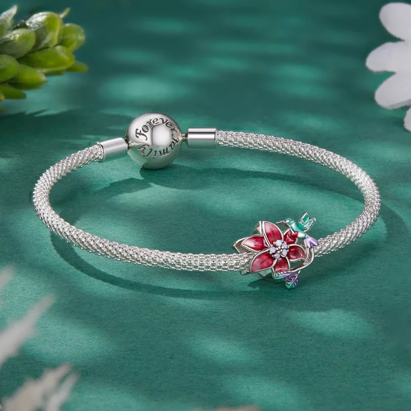 (imagen para) Encanto estilo Pandora de flores y pájaros - BSC787 - Ver 5