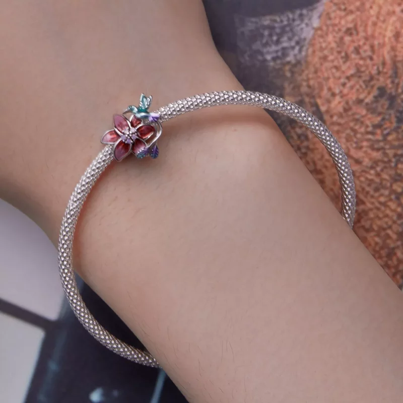 (imagen para) Encanto estilo Pandora de flores y pájaros - BSC787 - Ver 6