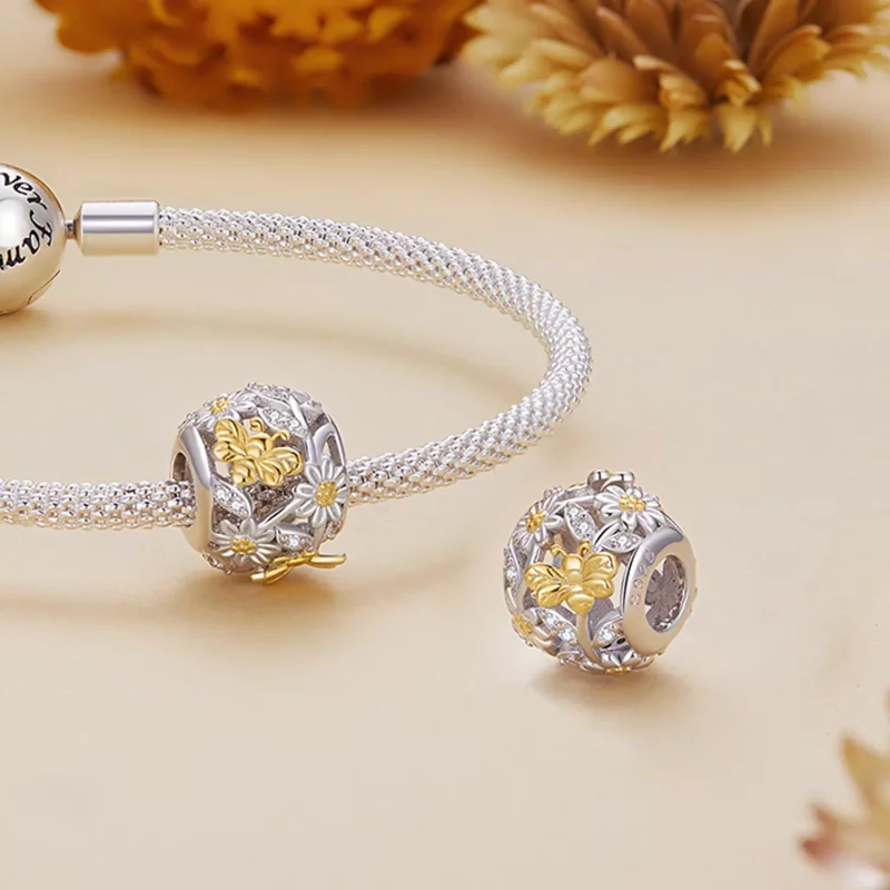 (imagen para) Encanto estilo Pandora de margarita y abeja - BSC818 - Ver 4