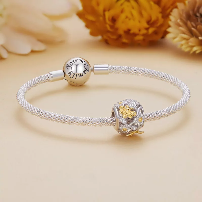 (imagen para) Encanto estilo Pandora de margarita y abeja - BSC818 - Ver 5