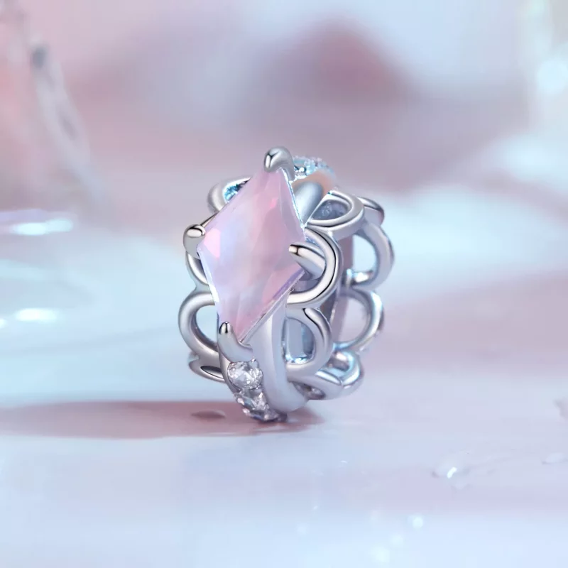(imagen para) Espaciador de silicona estilo Pandora con encaje rosa - SCC2642 - Ver 2