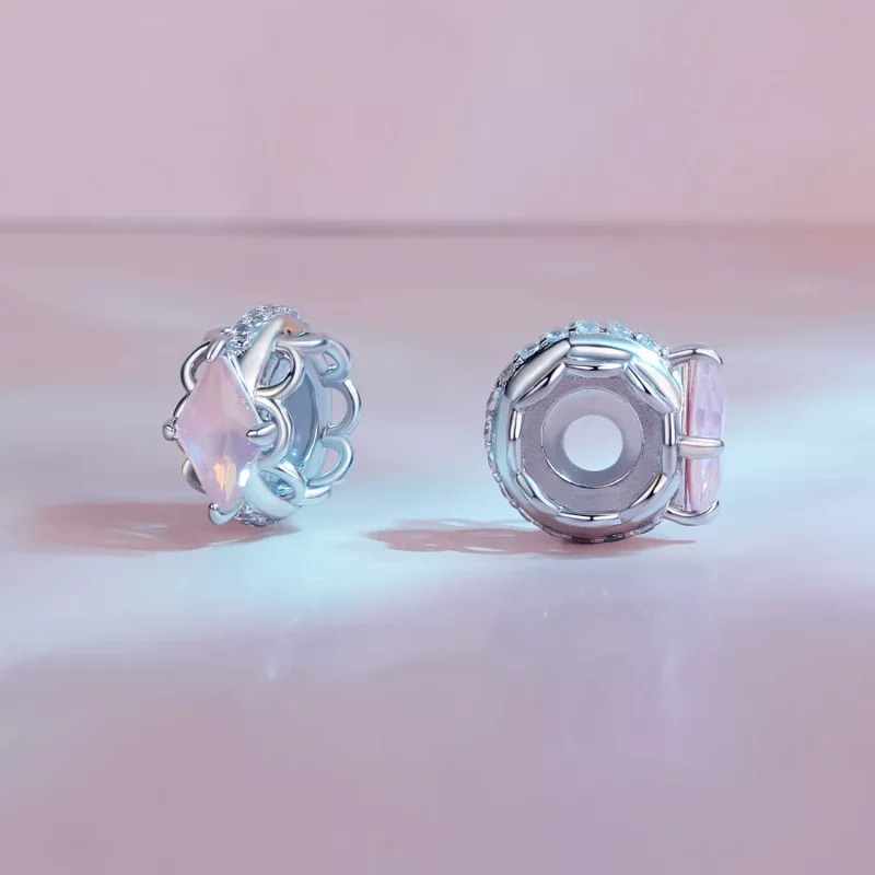 (imagen para) Espaciador de silicona estilo Pandora con encaje rosa - SCC2642 - Ver 3