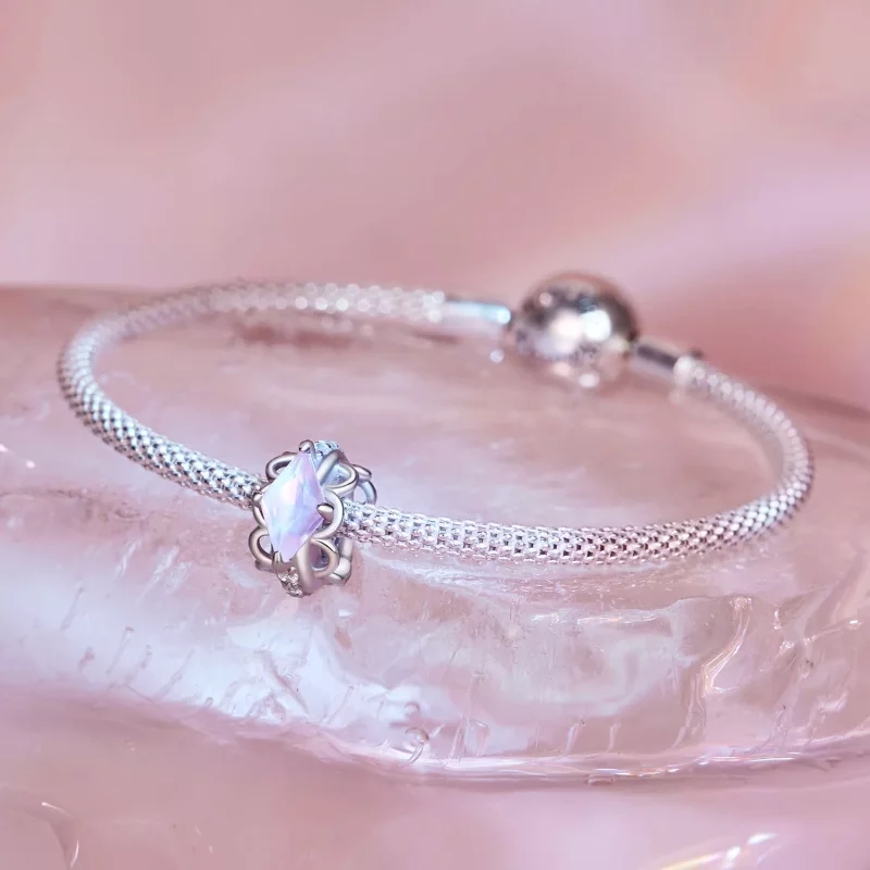 (imagen para) Espaciador de silicona estilo Pandora con encaje rosa - SCC2642 - Ver 4