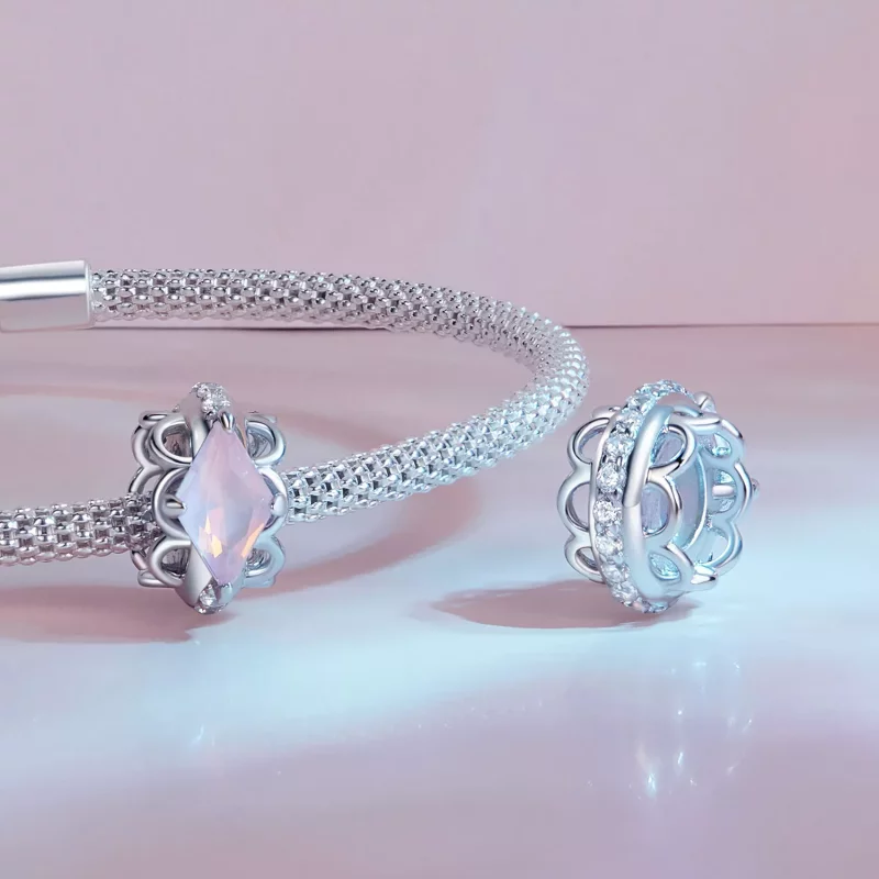 (imagen para) Espaciador de silicona estilo Pandora con encaje rosa - SCC2642 - Ver 5