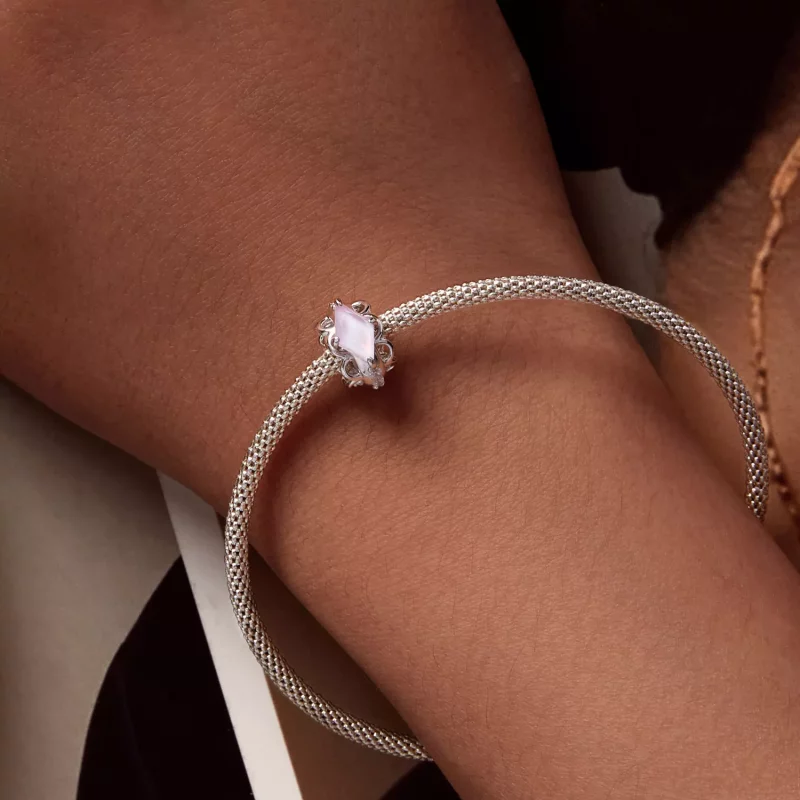 (imagen para) Espaciador de silicona estilo Pandora con encaje rosa - SCC2642 - Ver 7