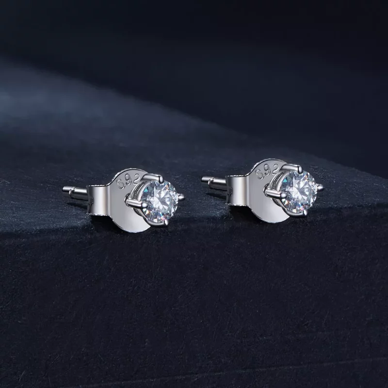 (imagen para) Estilo Pandora 0.1 quilates Pendientes de tuerca de Moissanita (Dos certificados - Ver 2
