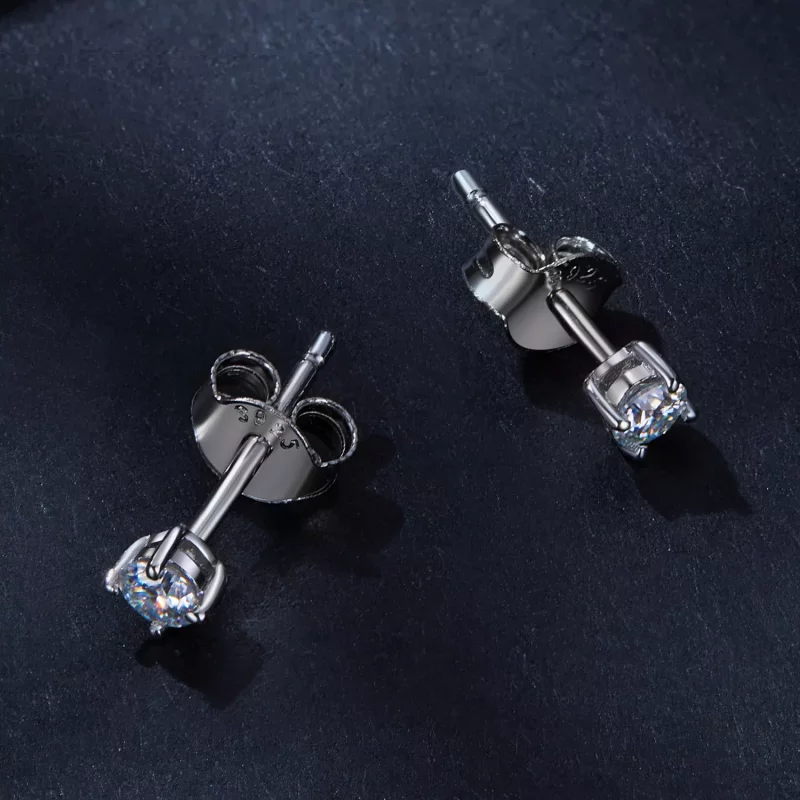 (imagen para) Estilo Pandora 0.1 quilates Pendientes de tuerca de Moissanita (Dos certificados - Ver 3