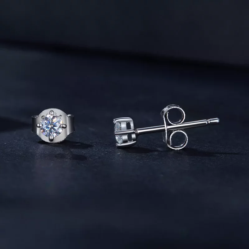 (imagen para) Estilo Pandora 0.1 quilates Pendientes de tuerca de Moissanita (Dos certificados - Ver 4
