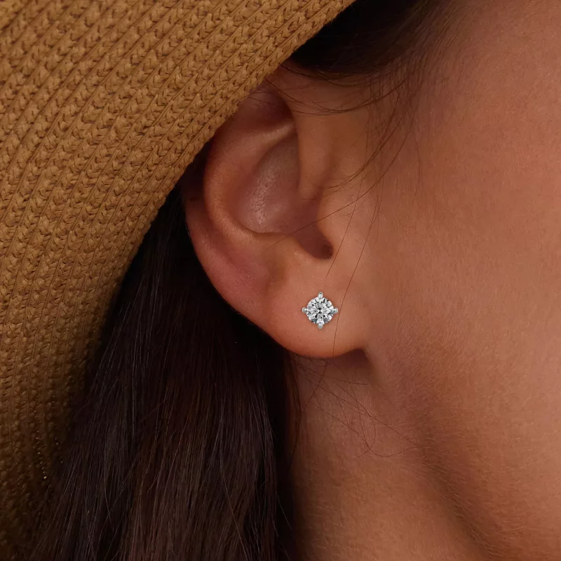(imagen para) Estilo Pandora 0.1 quilates Pendientes de tuerca de Moissanita (Dos certificados - Ver 5