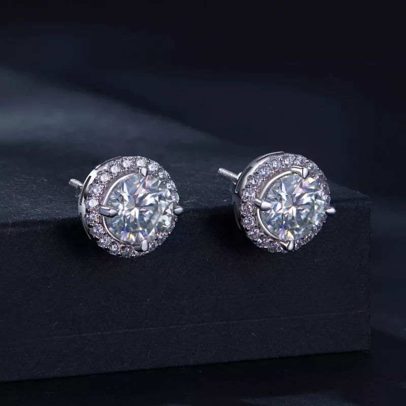 (imagen para) Estilo Pandora 1Ct Moissanite Pendientes de Tachuela (Dos Certificados) - MSE039 - Ver 2
