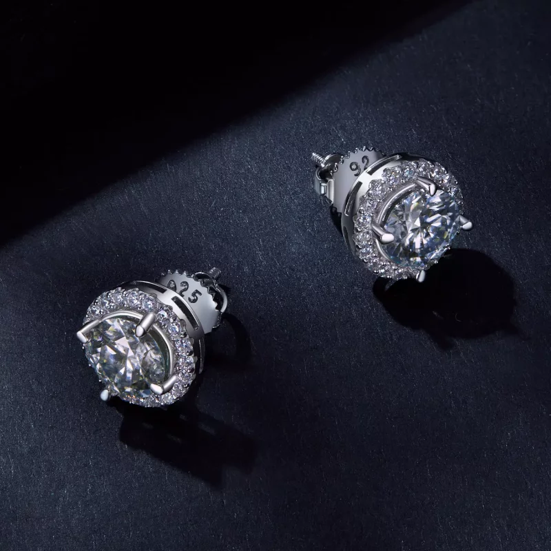(imagen para) Estilo Pandora 1Ct Moissanite Pendientes de Tachuela (Dos Certificados) - MSE039 - Ver 3