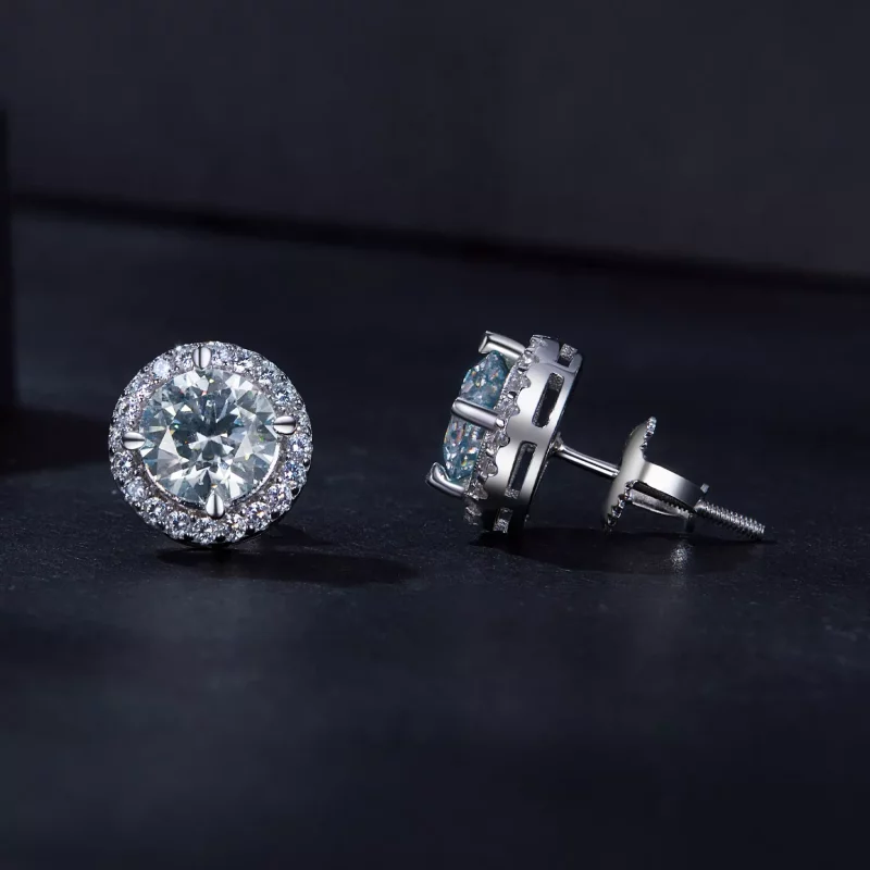 (imagen para) Estilo Pandora 1Ct Moissanite Pendientes de Tachuela (Dos Certificados) - MSE039 - Ver 4