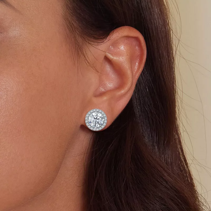 (imagen para) Estilo Pandora 1Ct Moissanite Pendientes de Tachuela (Dos Certificados) - MSE039 - Ver 5
