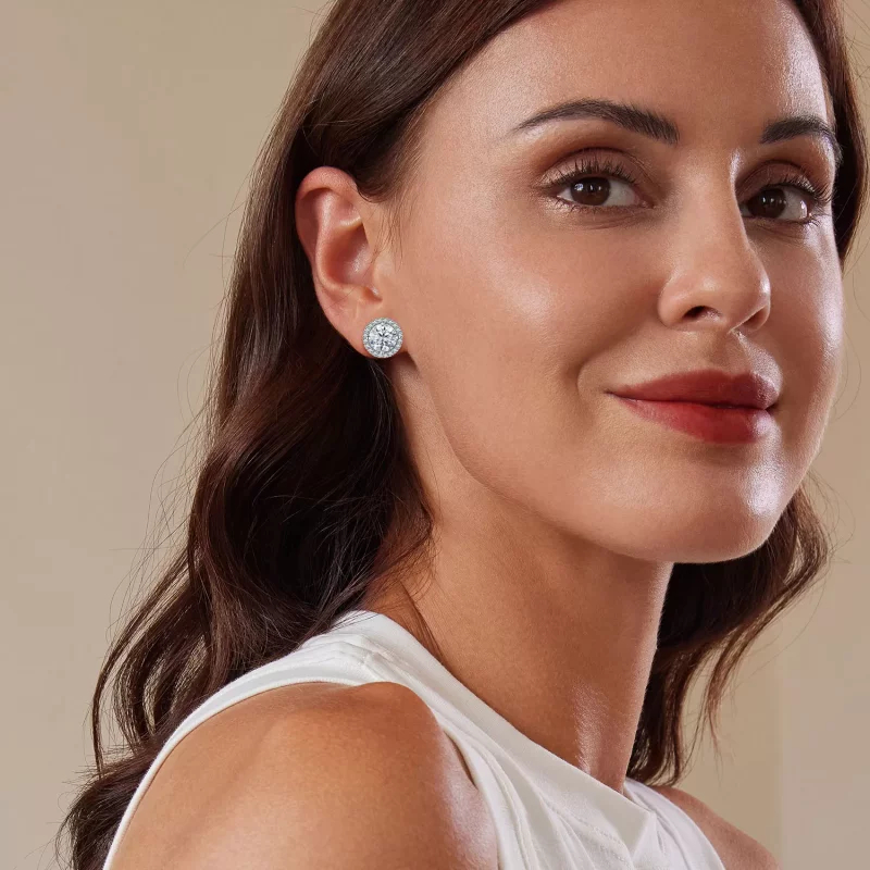 (imagen para) Estilo Pandora 1Ct Moissanite Pendientes de Tachuela (Dos Certificados) - MSE039 - Ver 6