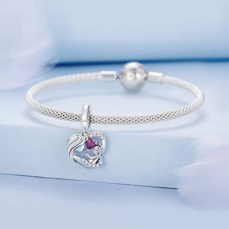 (imagen para) Estilo Pandora Abrazo de Madre e Hijo Dangle - BSC901 - Ver 3