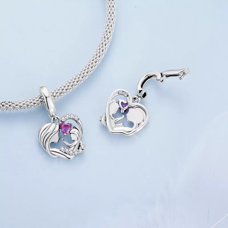(imagen para) Estilo Pandora Abrazo de Madre e Hijo Dangle - BSC901 - Ver 4