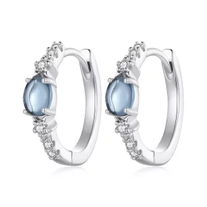 (imagen para) Estilo Pandora Aretes de Argolla de Vidrio Azul con Estrella - BSE859